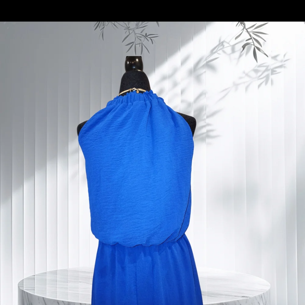 Tacera Blue Halter Tiered Midi Sundress - Picture 5 of 5